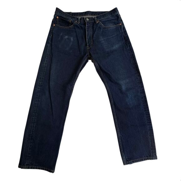 VTG Levi's 505 JEANS Denim Blue Men 36x30 Regular Straight Leg Stretch Dark Wash - Picture 6 of 9